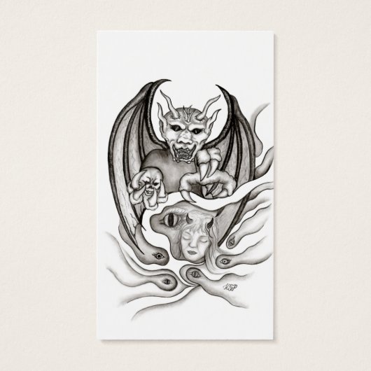 Midnight Dream - duivels in Tattoo-stijl Visitekaartjes (Achterkant)