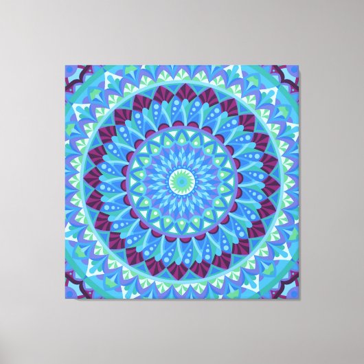 Midnight Dreams Mandala Blauw Boho Canvas Afdruk (Voorkant)