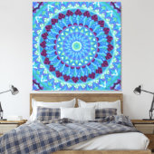 Midnight Dreams Mandala Blauw Boho Canvas Afdruk (Insitu (Slaapkamer))