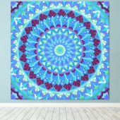 Midnight Dreams Mandala Blauw Boho Canvas Afdruk (Insitu (Houten vloer))