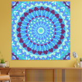 Midnight Dreams Mandala Blauw Boho Canvas Afdruk (Insitu (Woonkamer))