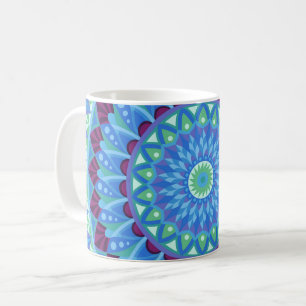 Midnight Dreams Mandala Blauwe Boho Keramiek Koffiemok