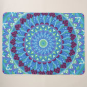 Midnight Dreams Mandala Gezellige Blauwe Boho Onts Sherpa Deken (Voorkant (horizontaal))