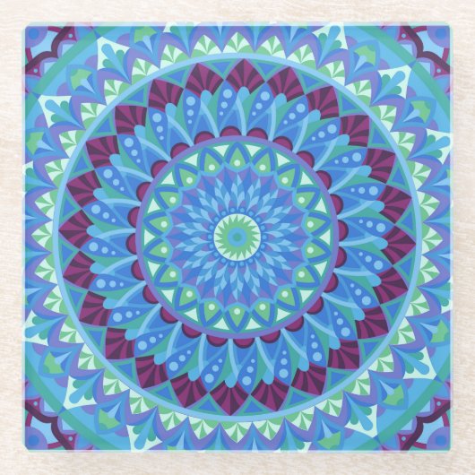 Midnight Dreams Mandala Glazen Onderzetter (Voorkant)