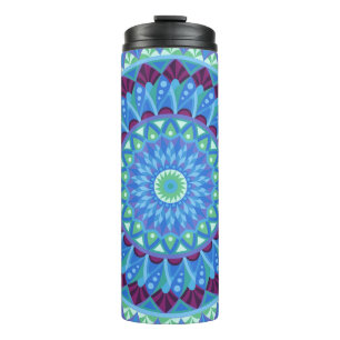 Midnight Dreams Travel Blauwe Mandala Geïsoleerd Thermosbeker