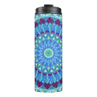 Midnight Dreams Travel Blauwe Mandala Geïsoleerd Thermosbeker