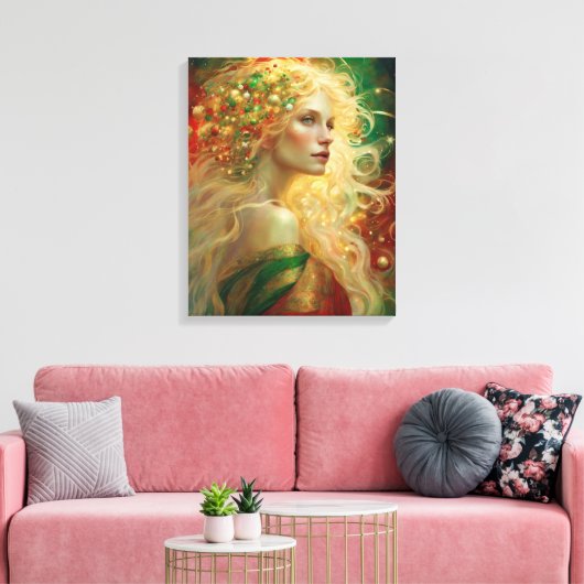 Midnight Dreams van Kerstmis Mooie Vrouw Canvas Afdruk (Insitu (Woonkamer))