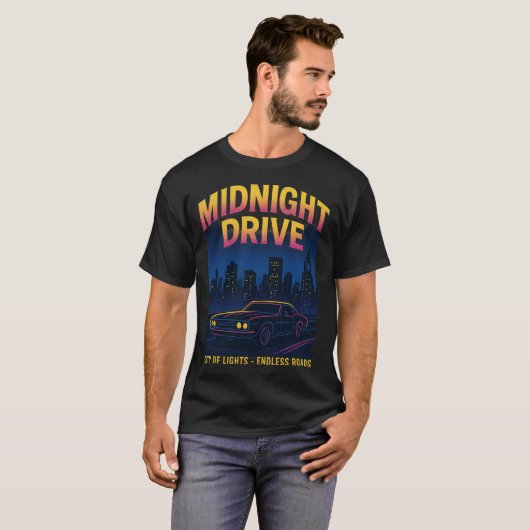 Midnight Drive - Neon City Night Streetwear Design T-shirt (Voorkant volledig)