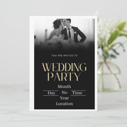 Midnight Elegance bruiloft uitnodiging (Staand voorkant)