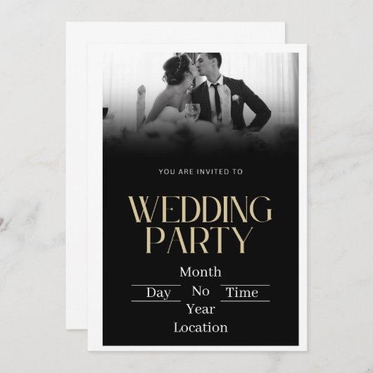 Midnight Elegance bruiloft uitnodiging (Voorkant / Achterkant)