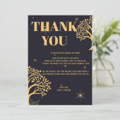 Midnight Elegance: Donkerblauwe bruiloft Bedankkaart (Staand voorkant)