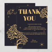 Midnight Elegance: Donkerblauwe bruiloft Bedankkaart (Voorkant / Achterkant)