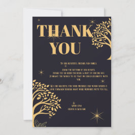 Midnight Elegance: Donkerblauwe bruiloft Bedankkaart