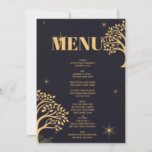 Midnight Elegance: Donkerblauwe bruiloft Kaart (Voorkant)