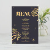 Midnight Elegance: Donkerblauwe bruiloft Kaart (Staand voorkant)