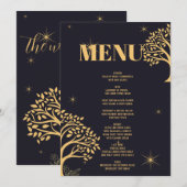 Midnight Elegance: Donkerblauwe bruiloft Kaart (Voorkant / Achterkant)