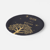 Midnight Elegance: Donkerblauwe bruiloft Papieren Bordje (Gekanteld)