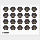 Midnight Elegance: Donkerblauwe bruiloft Ronde Sticker (Vel)