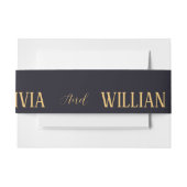 Midnight Elegance: Donkerblauwe bruiloft Uitnodigingen Wikkel (Voorkant Voorbeeld)