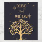 Midnight Elegance: Donkerblauwe bruiloft Wijn Etiket (Enkel label)