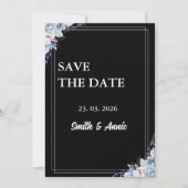 Midnight Elegance Save the Date Kaart - Zwart Flor (Voorkant)