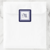 Midnight en wit  Monogram Vierkante Sticker (Tas)