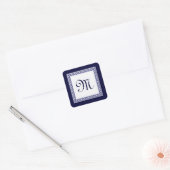 Midnight en wit  Monogram Vierkante Sticker (Envelop)