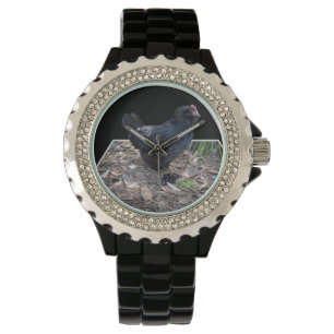 Midnight Feathers: een zwarte kip in de popout-kun Horloge