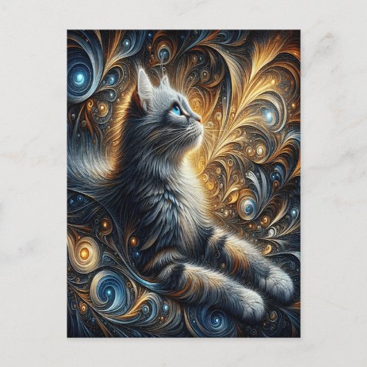 Midnight Feline Elegance Briefkaart (Voorkant)