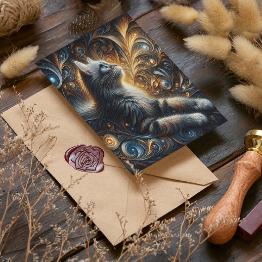 Midnight Feline Elegance Briefkaart