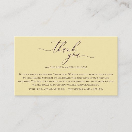 Midnight Fig & Champagne Ceremony Photo Thank You Informatiekaartje (Voorkant)