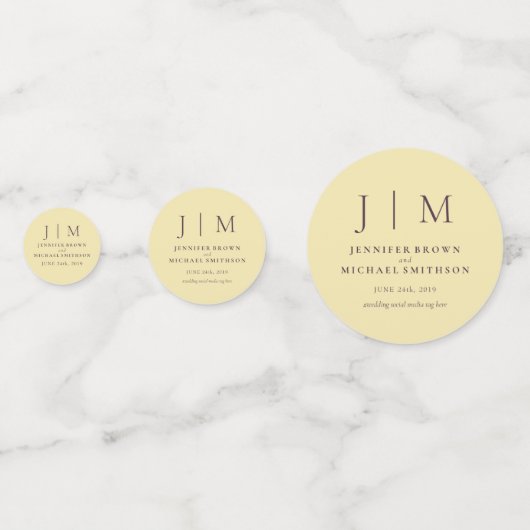 Midnight Fig & Champagne Monogram Classic Wedding Confetti (Achterkanten)