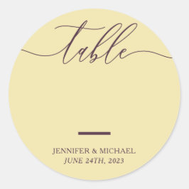 Midnight Fig & Champagne Script Table Numbers Ronde Sticker