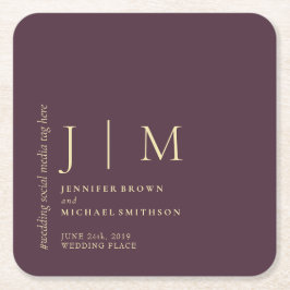 Midnight Fig & Champagne Simple Elegant Wedding Kartonnen Onderzetters