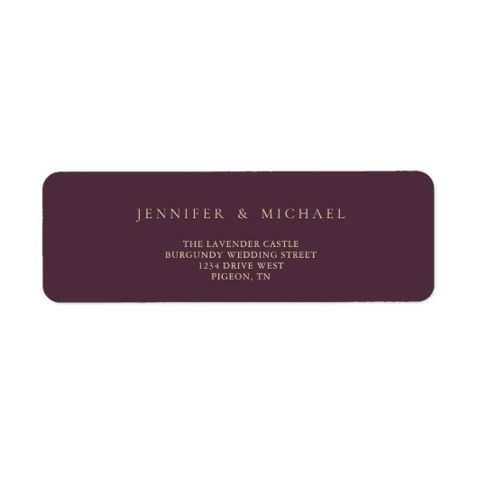 Midnight Fig & Champagne Trouwadres maaien Etiket (Voorkant)