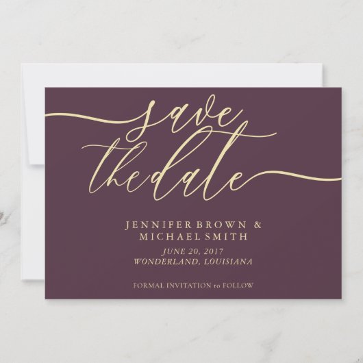 Midnight Fig & Champagne Wedding Save Date Photo Save The Date (Voorkant)