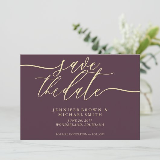 Midnight Fig & Champagne Wedding Save Date Photo Save The Date (Staand voorkant)