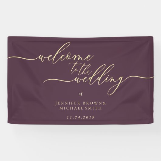 Midnight Fig & Champagne Welcome to the Wedding Spandoek (Horizontaal)