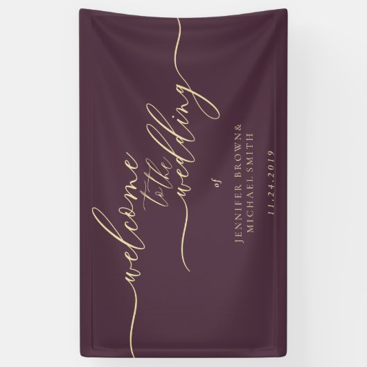 Midnight Fig & Champagne Welcome to the Wedding Spandoek (Verticaal)