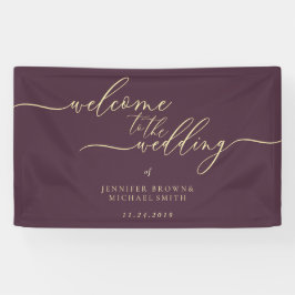 Midnight Fig & Champagne Welkom op het Huwelijk Spandoek