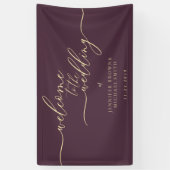 Midnight Fig & Champagne Welkom op het Huwelijk Spandoek (Verticaal)