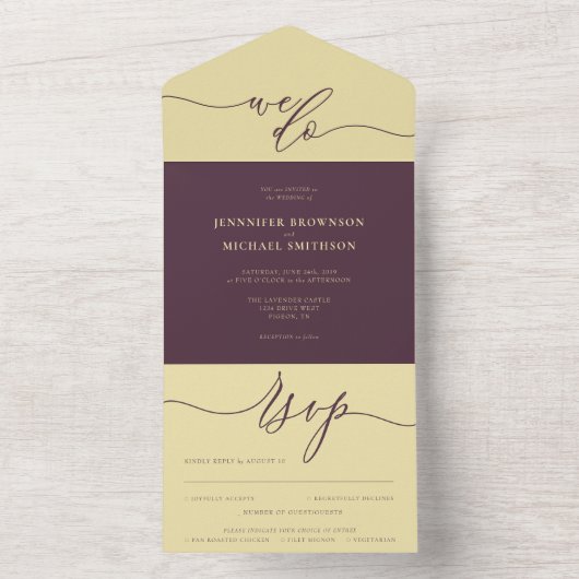 Midnight Fig Huwelijk script we doen All In One Uitnodiging (Binnen)