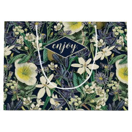 Midnight Floral  Botanical Custom Gift Bag Groot Cadeauzakje