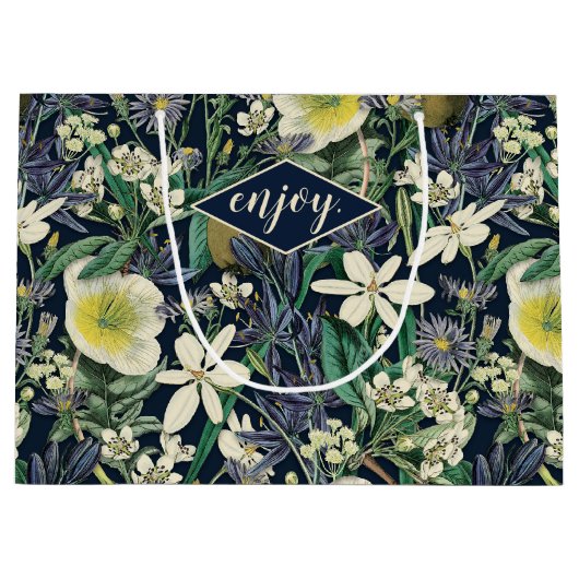 Midnight Floral  Botanical Custom Gift Bag Groot Cadeauzakje (Voorkant)