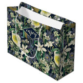 Midnight Floral  Botanical Custom Gift Bag Groot Cadeauzakje (Voorkant Gekanteld)