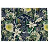 Midnight Floral  Botanical Custom Gift Bag Groot Cadeauzakje (Achterkant)