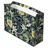 Midnight Floral  Botanical Custom Gift Bag Groot Cadeauzakje (Achterkant Gekanteld)