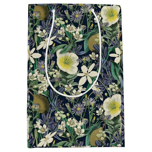 Midnight Floral  Botanisch inpakpapier Medium Cadeauzakje (Voorkant)