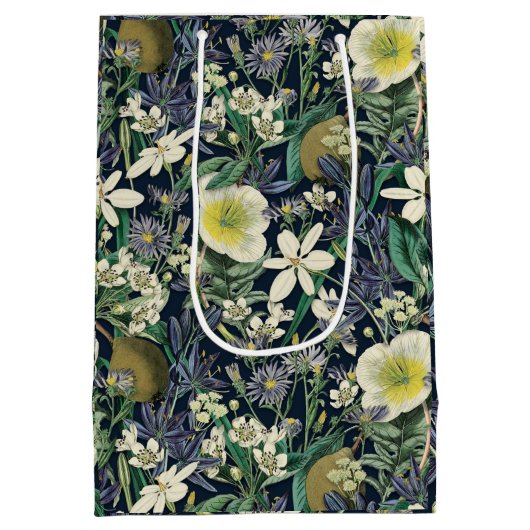Midnight Floral  Botanisch inpakpapier Medium Cadeauzakje (Achterkant)