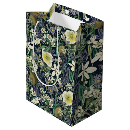 Midnight Floral  Botanisch inpakpapier Medium Cadeauzakje (Achterkant Gekanteld)
